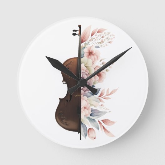 Horloge Ronde Violon aux fleurs. (Recto)