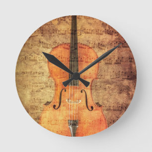 Horloge Ronde Violoncelle
