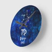 Horloge Ronde Virgo Zodiac Constellation Blue Galaxy Monogram (Angle)