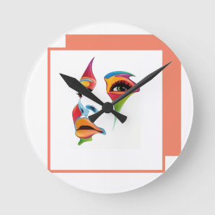 Horloge Ronde Visage Abstrait Couleur cool femmes art