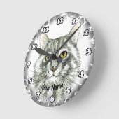 Horloge Ronde visage de chat (Angle)