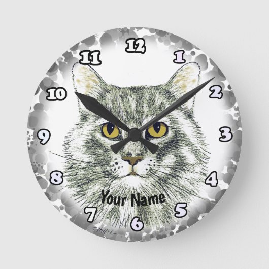 Horloge Ronde visage de chat (Recto)