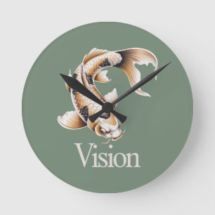Horloge Ronde Vision de Koi Symbole du Temps But Philosophie Zen