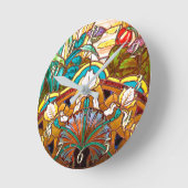 Horloge Ronde Vitrail Art nouveau fleuri (Angle)
