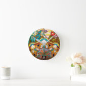 Horloge Ronde Vitrail Art nouveau fleuri (Maison)