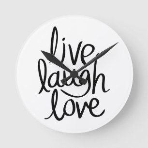Horloge Ronde Vivez Riez Aimez – Typographie Inspirante Classiqu