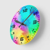 Horloge Ronde Vivid Rainbow Fluffy Fur Texture-75201 (Angle)