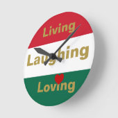 Horloge Ronde Vivre, rire, aimer  (Angle)