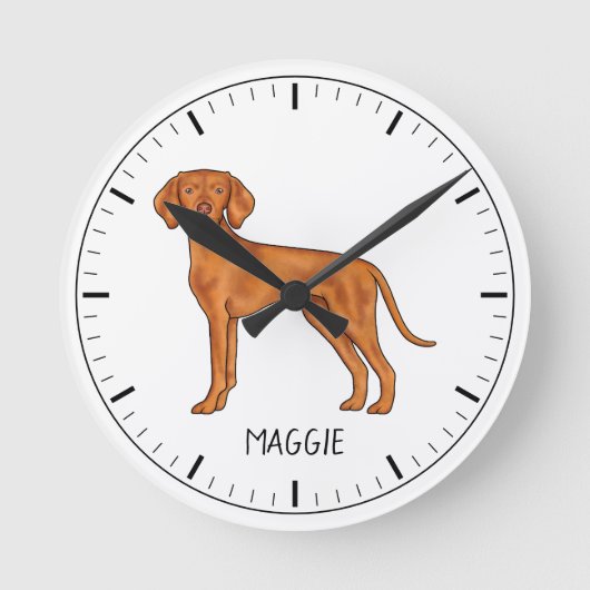 Horloge Ronde Vizsla Hongroise Cute Pointer Chien Avec Nom Perso (Recto)