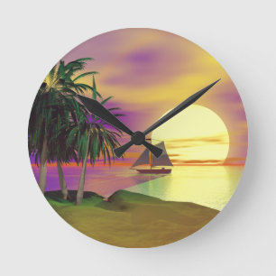 Horloge Ronde Voile au coucher du soleil