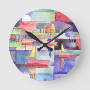 Horloge Ronde VOILE SUR L'EAU Bateau AQUATIQUE Painage