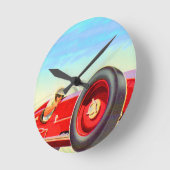 Horloge Ronde Voiture de course rouge 1950 (Angle)