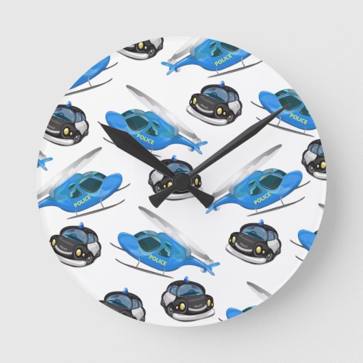 Horloge Ronde Voiture de police et hélicoptère (Recto)