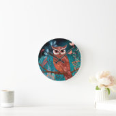 Horloge Ronde Vom Künstler handillustrierte Eule – Boho Natur (Maison)