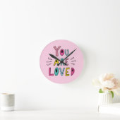 Horloge Ronde Vous Êtes Aimé Citation Motivationnelle Rose (Maison)