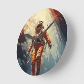 Horloge Ronde Voyage spatial Astronaut (Angle)