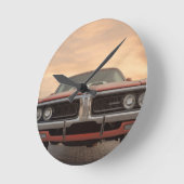 Horloge Ronde Vue coucher de soleil vintage (Angle)