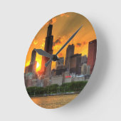 Horloge Ronde Vue de l'horizon de Chicago d'Adler (Angle)