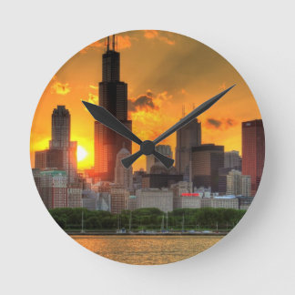 Horloge Ronde Vue de l'horizon de Chicago d'Adler