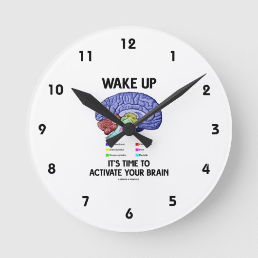 Horloge Ronde Wake Up It's Time To Activate Your Brain (Recto)