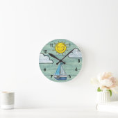 Horloge Ronde Wall clock Driftwood Beach + numbers.Support de Ja (Maison)
