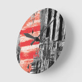 Horloge Ronde Wall Clock – Red Pulse Abstract Design (Angle)