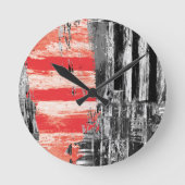 Horloge Ronde Wall Clock – Red Pulse Abstract Design (Recto)