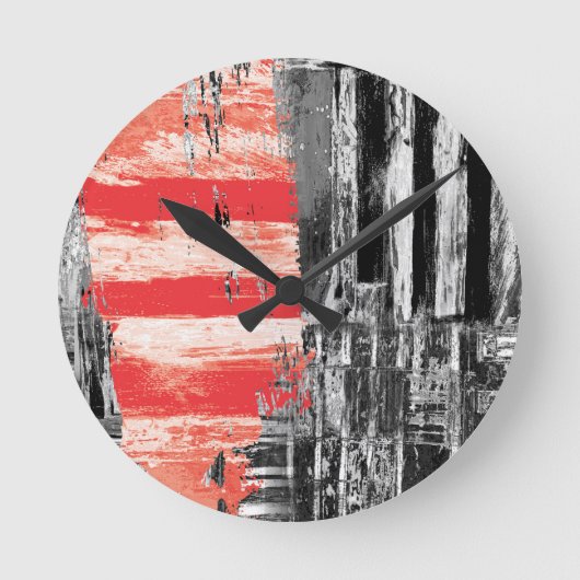 Horloge Ronde Wall Clock – Red Pulse Abstract Design (Recto)