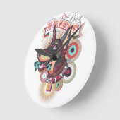 Horloge Ronde Wall Clock – Urban Loyalty Doberman Pop-Art Design (Angle)
