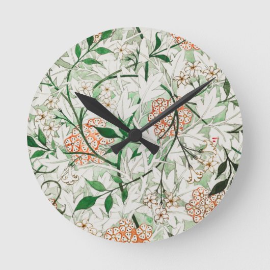 HORLOGE RONDE WALLCLOCK ACRYLIQUE : WILLIAM MORRIS : JASMINE (Recto)