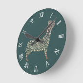 Horloge Ronde Warm Gold Gradient Paw Print Dog Silhouette Fabric (Angle)