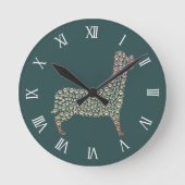 Horloge Ronde Warm Gold Gradient Paw Print Dog Silhouette Fabric (Recto)