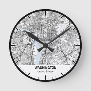 Horloge Ronde Washington Clock City Line Art