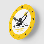Horloge Ronde Water polo player black silhouette custom (Angle)