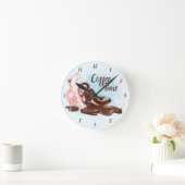 Horloge Ronde Watercolor Café Time Cat (Maison)