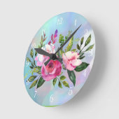 Horloge Ronde Watercolor Flowers (Angle)