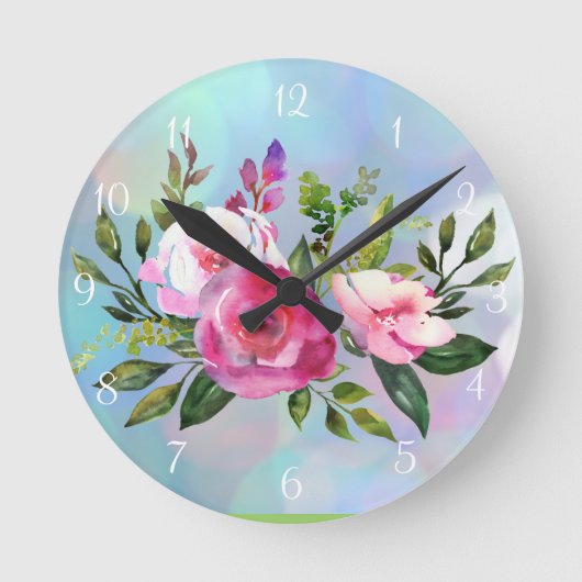 Horloge Ronde Watercolor Flowers (Recto)