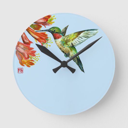 Horloge Ronde Watercolor Hummingbird (Recto)