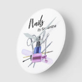 Horloge Ronde Watercolor Nail Salon (Angle)