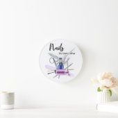 Horloge Ronde Watercolor Nail Salon (Maison)