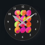 Horloge Ronde Watercolor neon spots pop art<br><div class="desc">Watercolor original art by Sacha Grossel of neon circles in bright colors of yellow,  orange pink and purple. original and bright. Colorful pop art</div>