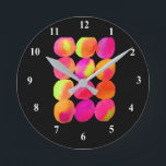 Horloge Ronde Watercolor neon spots pop art<br><div class="desc">Watercolor original art by Sacha Grossel of neon circles in bright colors of yellow,  orange pink and purple. original and bright. Colorful pop art</div>