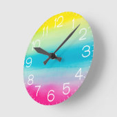 Horloge Ronde Watercolor Pastel Rainbow (Angle)
