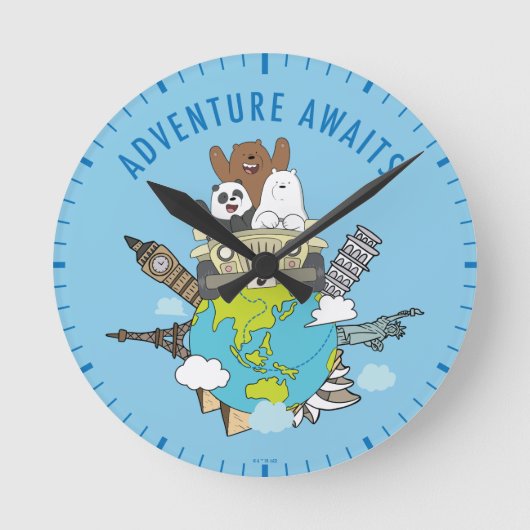 Horloge Ronde We Bare Bears - Adventure Await (Recto)