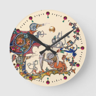 Horloge Ronde WEIRD MEDIEVAL BESTIARY WAR Snails ,Killer Rabbit