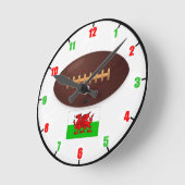 Horloge Ronde Welsh rugby Wall Clock (Angle)