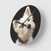 Horloge Ronde Westie (West Highland terrier) avec col (Angle)