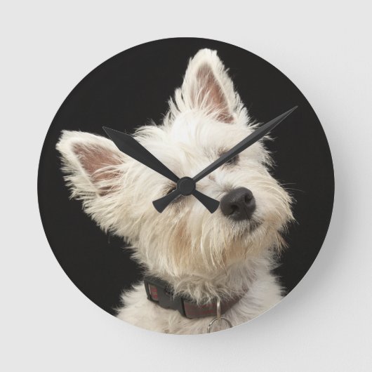 Horloge Ronde Westie (West Highland terrier) avec col (Recto)