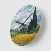 Horloge Ronde Wheat Field with Cypresses Wall Clock (Angle)