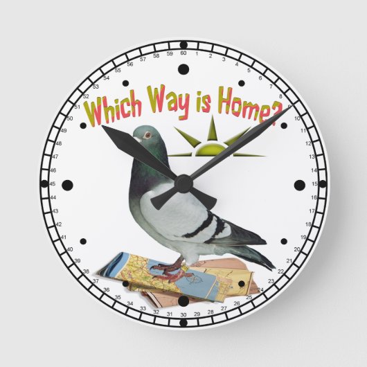Horloge Ronde Which Way is home ? Pigeon art (Recto)